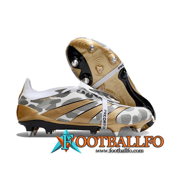 Adidas Botas De Fútbol Predator Elite Tongue SG Blanco/Amarillo/Gris