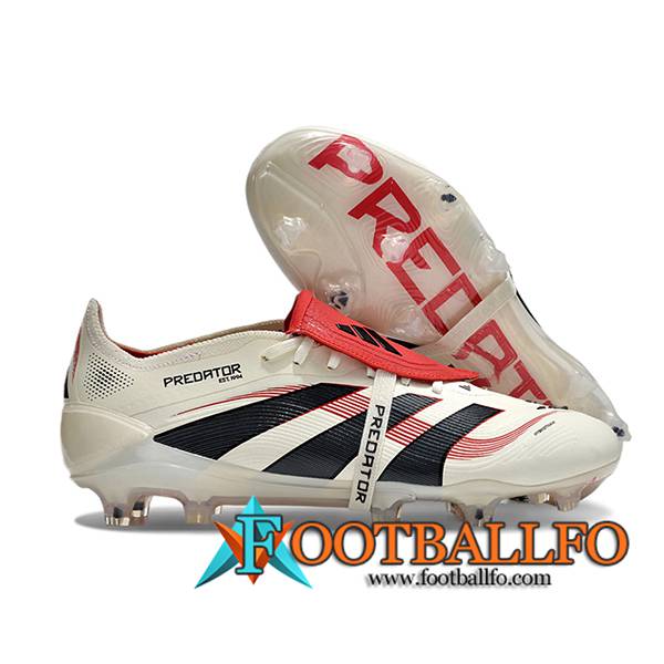 Adidas Botas De Fútbol 25 Predator Elite Tongue FG Blanco/Negro/Rojo -02