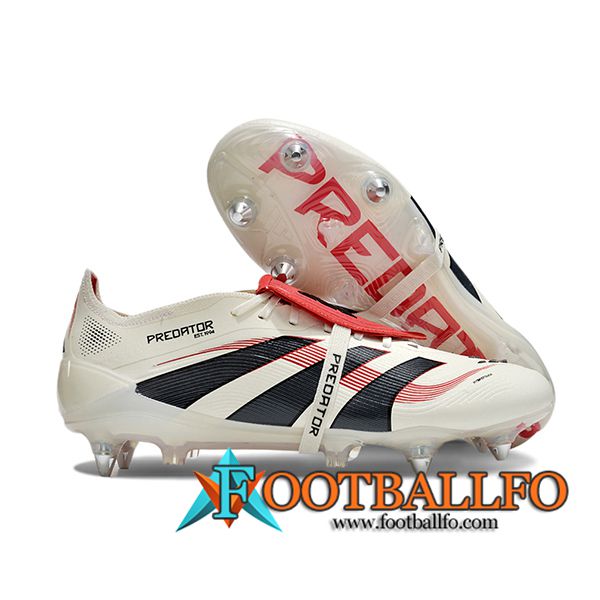 Adidas Botas De Fútbol 25 Predator Elite Tongue SG Blanco/Negro/Rojo