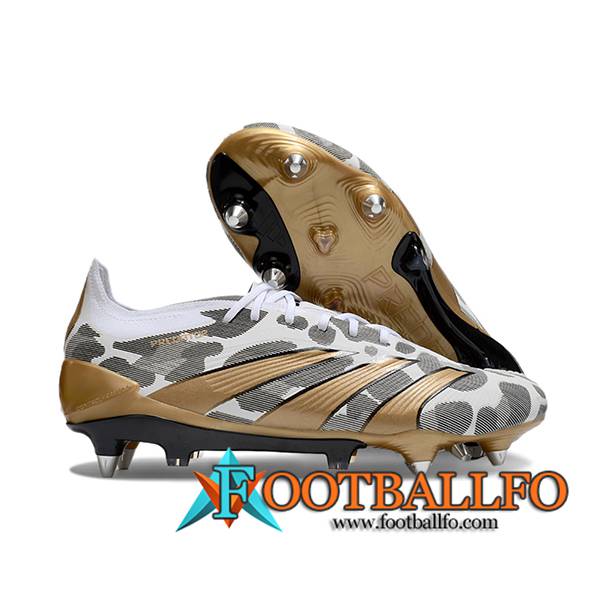 Adidas Botas De Fútbol Predator Elite SG Blanco/Amarillo/Gris