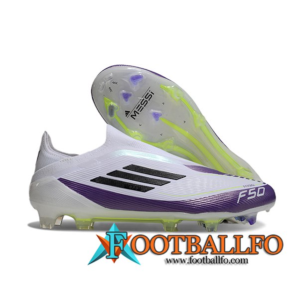 Adidas Botas De Fútbol F50 Elite Laceless FG Blanco/Violeta/Negro