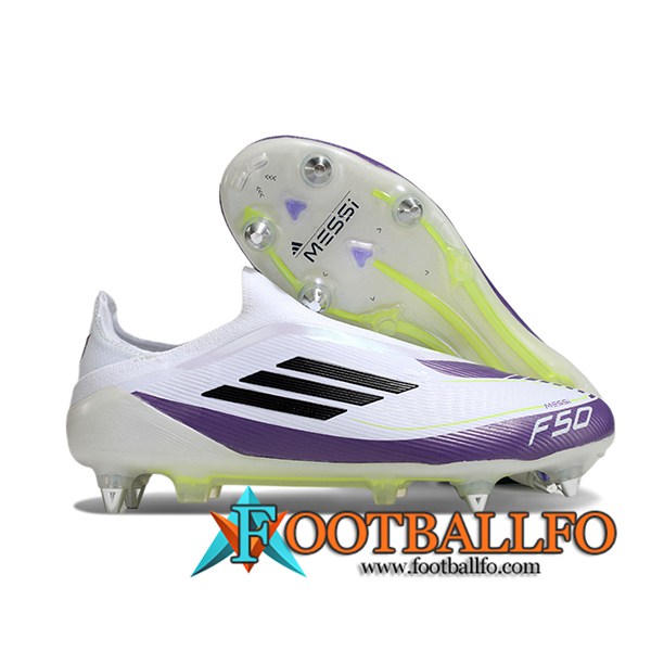 Adidas Botas De Fútbol F50 Elite Laceless SG Blanco/Violeta/Negro