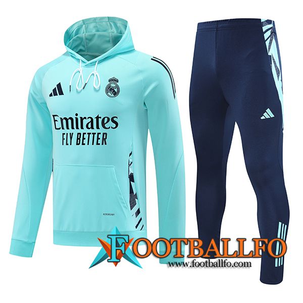 Chaqueta Con Capucha Chandal Rompevientos Real Madrid Azul Claro 2024/2025