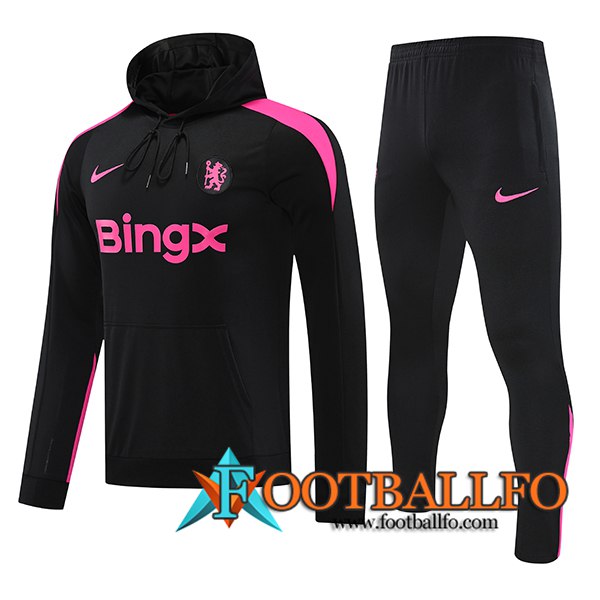 Chaqueta Con Capucha Chandal Rompevientos FC Chelsea Negro/Rosa 2024/2025