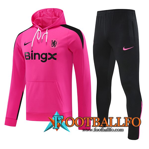 Chaqueta Con Capucha Chandal Rompevientos FC Chelsea Rosa/Negro 2024/2025