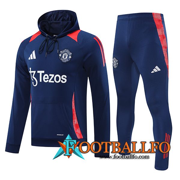 Chaqueta Con Capucha Chandal Rompevientos Manchester United Azul/Naranja 2024/2025