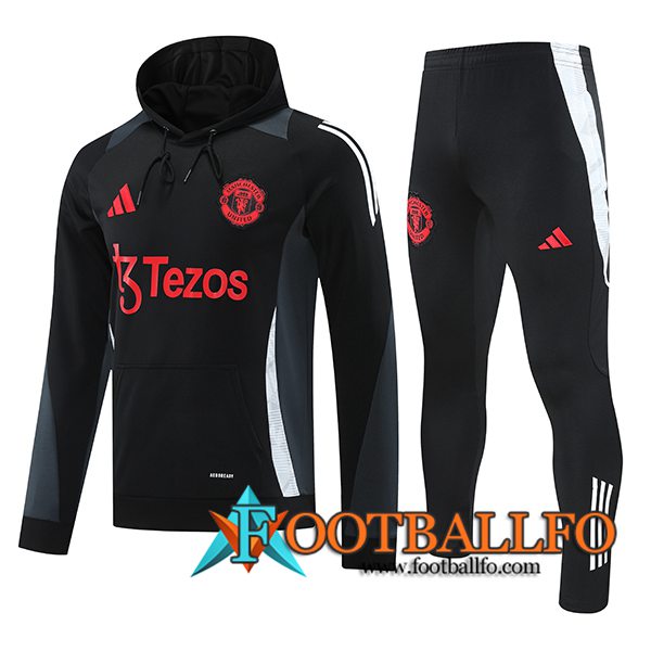 Chaqueta Con Capucha Chandal Rompevientos Manchester United Negro 2024/2025