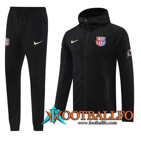 Chaqueta Con Capucha Chandal Rompevientos FC Barcelona Negro 2024/2025