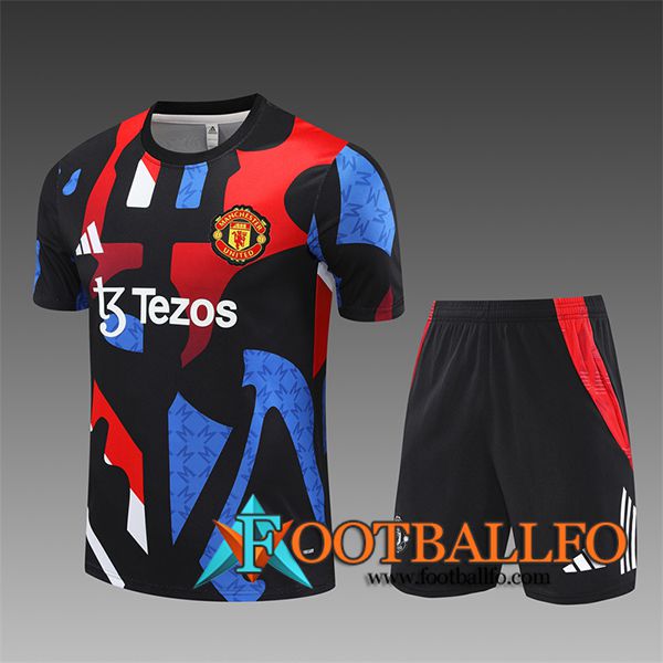 Camiseta Entrenamiento Manchester United Ninos Negro/Azul/Rojo 2024/2025