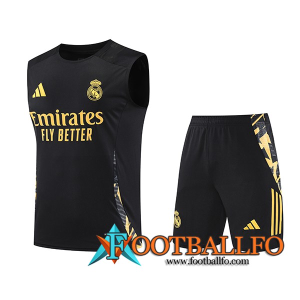 Camiseta Entrenamiento sin mangas Real Madrid Negro/Amarillo 2024/2025 -03