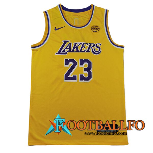 Camisetas Los Angeles Lakers (JAMES #23) 2024/25 Amarillo/Violeta