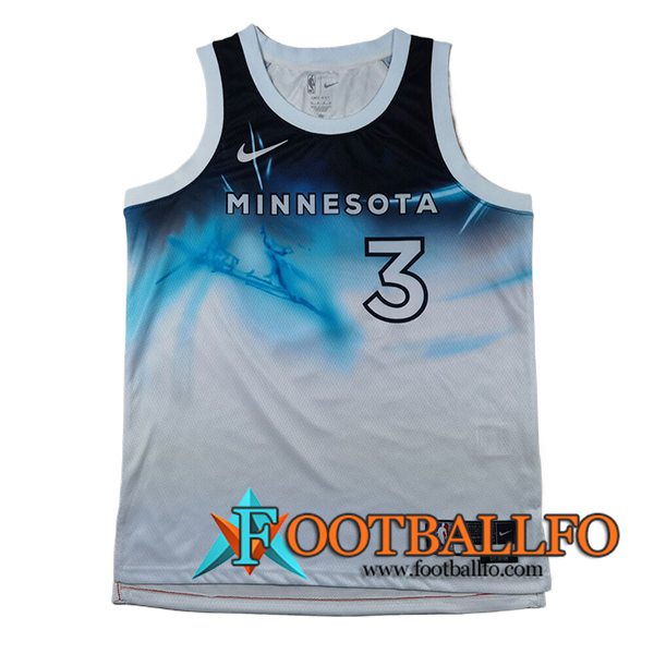 Camisetas Minnesota Timberwolves (McDANIELS #3) 2024/25 Blanco/Azul -03