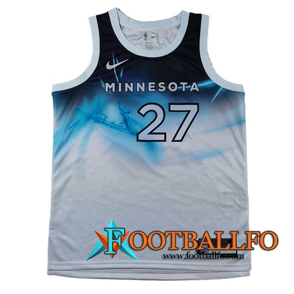 Camisetas Minnesota Timberwolves (GOBERT #27) 2024/25 Blanco/Azul -04