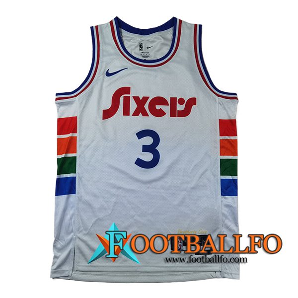 Camisetas Philadelphia 76ers (IVERSON #3) 2024/25 Blanco -02