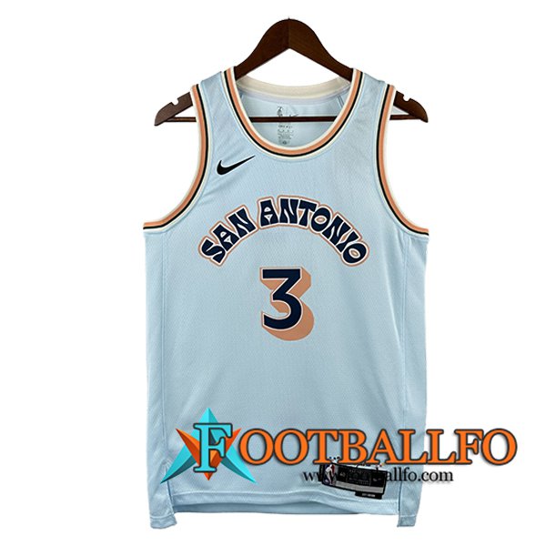 Camisetas San Antonio Spurs (PAUL #3) 2024/25 Blanco/Naranja/Negro