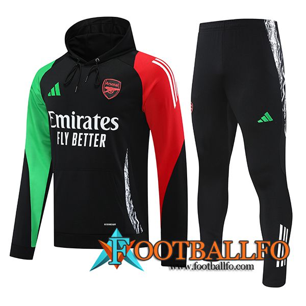 Chaqueta Con Capucha Chandal Arsenal Negro/Verde/Rojo 2024/2025