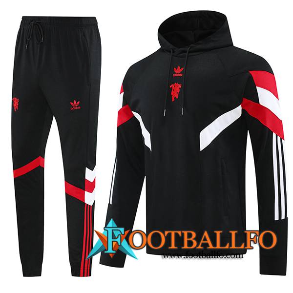 Chaqueta Con Capucha Chandal Manchester United Negro/Rojo/Blanco 2024/2025