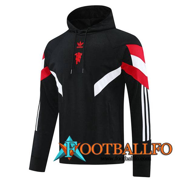 Sudadera De Entrenamiento Capucha Manchester United Negro/Rojo/Blanco 2024/2025