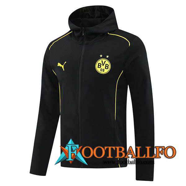 Sudadera De Entrenamiento Capucha Dortmund Negro/Amarillo 2024/2025