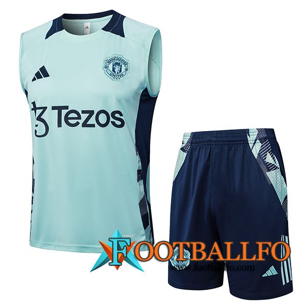 Camiseta Entrenamiento sin mangas Manchester United Verde/Azul 2025/2026