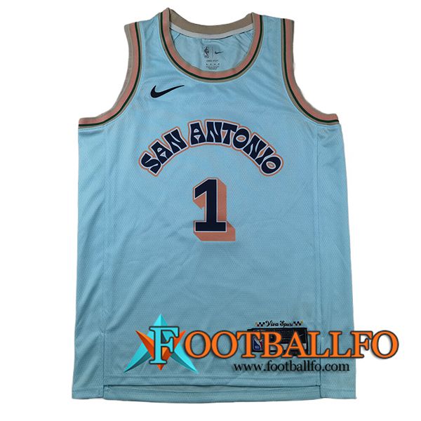 Camisetas San Antonio Spurs (WEMBANYAMA #1) 2025/26 Azul/Naranja