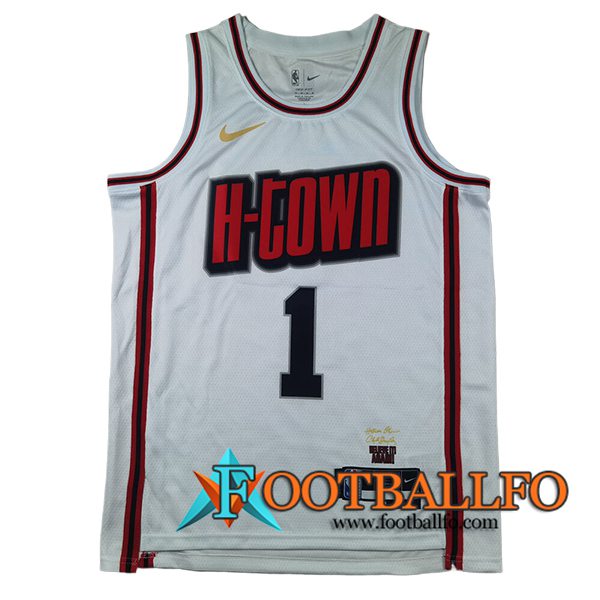 Camisetas Houston Rockets (THOMPSON #1) 2025/26 Blanco/Rojo/Negro