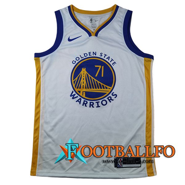 Camisetas Golden State Warriors (SCHRODER #71) 2025/26 Blanco/Azul/Amarillo