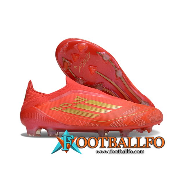 Adidas Botas De Fútbol F50 Elite Laceless FG Naranja/Rosa/Amarillo