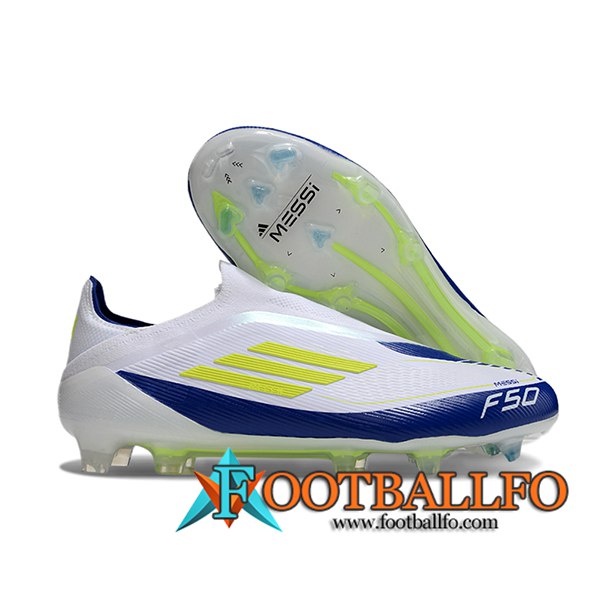 Adidas Botas De Fútbol F50 Elite Laceless FG Blanco/Amarillo/Azul