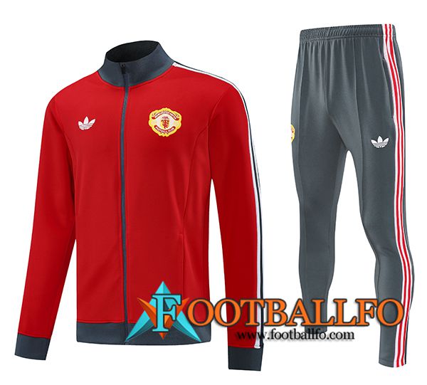 Chandal Equipos De Futbol Chaquetas Manchester United Rojo/Gris 2025/2026