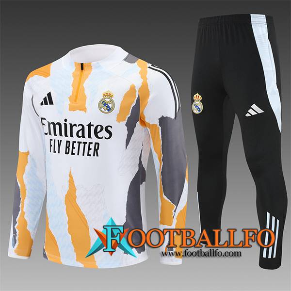 Chandal Equipos De Futbol Real Madrid Ninos Blanco/Amarillo/Gris 2025/2026