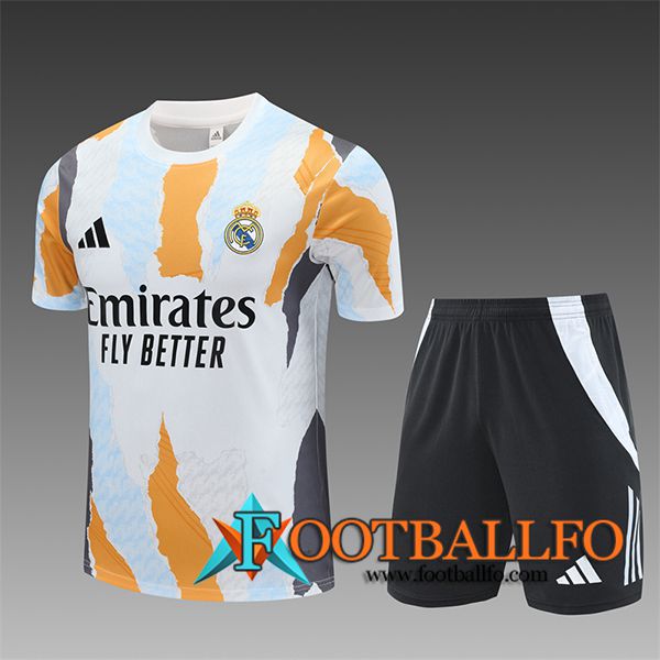 Camiseta Entrenamiento Real Madrid Ninos Blanco/Naranja/Gris/Azul 2025/2026