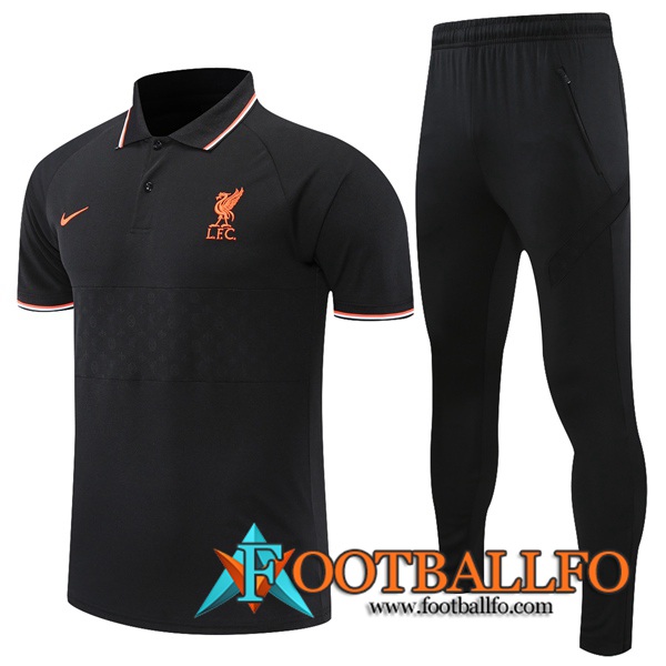 Camiseta Polo FC Liverpool + Pantalones Negro/Blancaa/Rojo 2021/2022