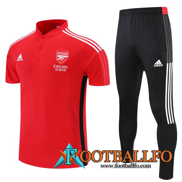 Camiseta Polo FC Arsenal + Pantalones Negro/Blancaa/Rojo 2021/2022