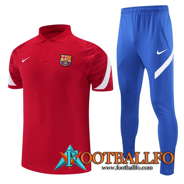 Camiseta Polo FC Barcelona + Pantalones Blancaa/Rojo 2021/2022