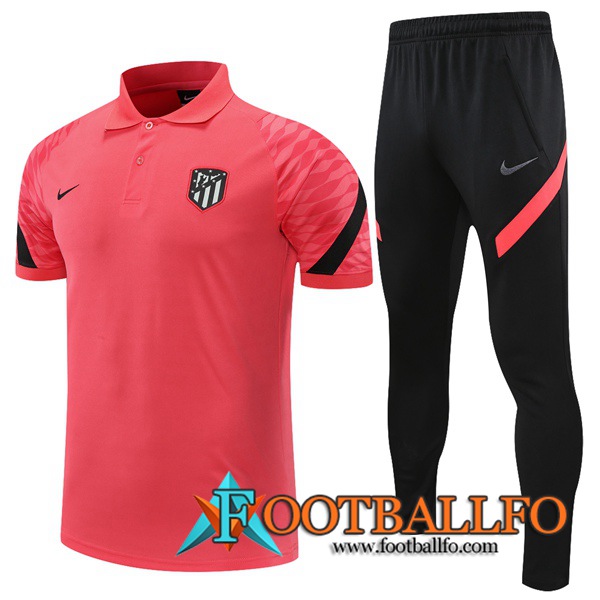 Camiseta Polo Atletico Madrid + Pantalones Negro/Rojo 2021/2022