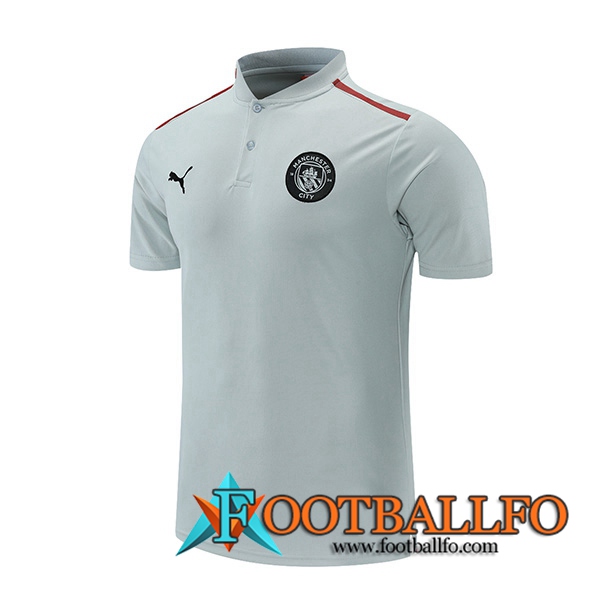 Camiseta Polo Manchester City Gris /Rojo 2021/2022