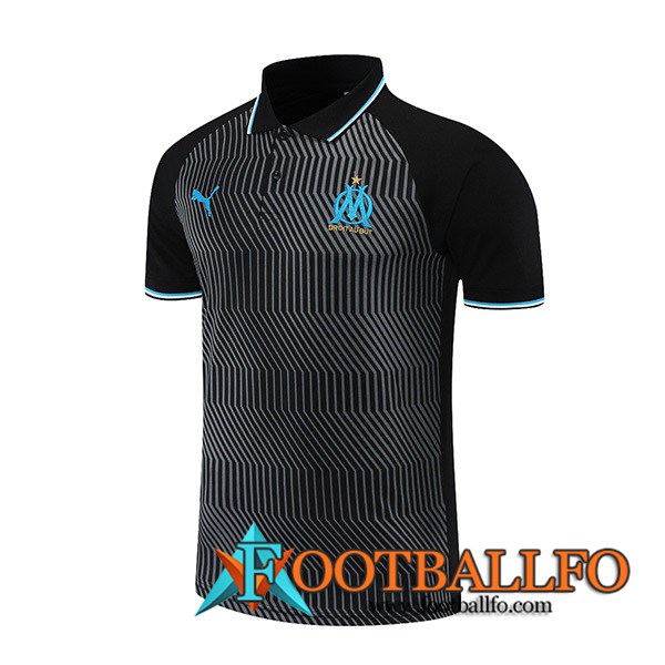 Camiseta Polo Marsella OM Gris /Negro 2021/2022