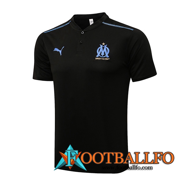 Camiseta Polo Marsella OM Negro/Azul 2021/2022 -01