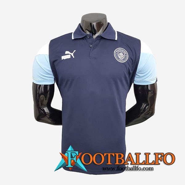Camiseta Polo Manchester City Azul Marino/Azul/Blancaa 2021/2022