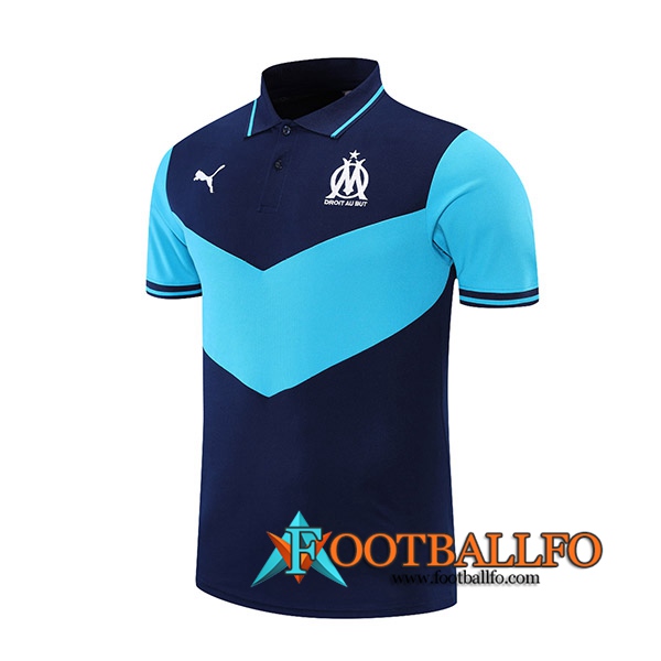 Camiseta Polo Marsella OM Azul Marino/Azul 2021/2022