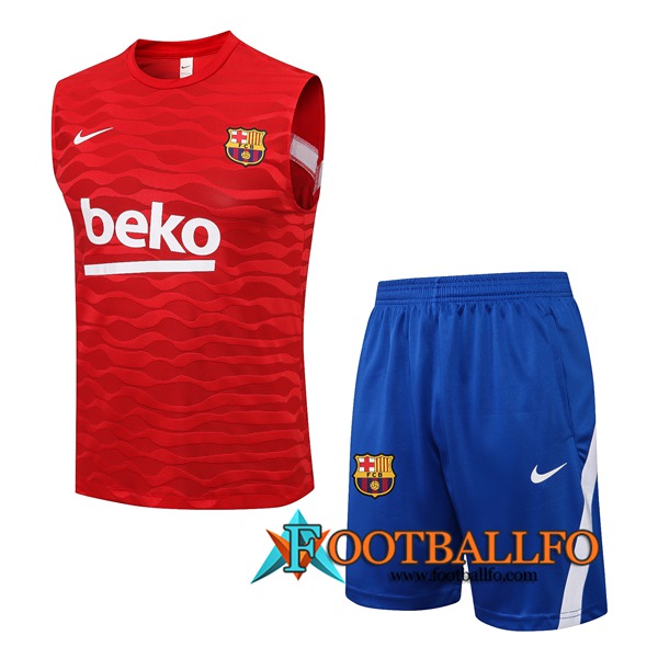 Camiseta Entrenamiento sin mangas FC Barcelona + Cortos Rojo 2021/2022